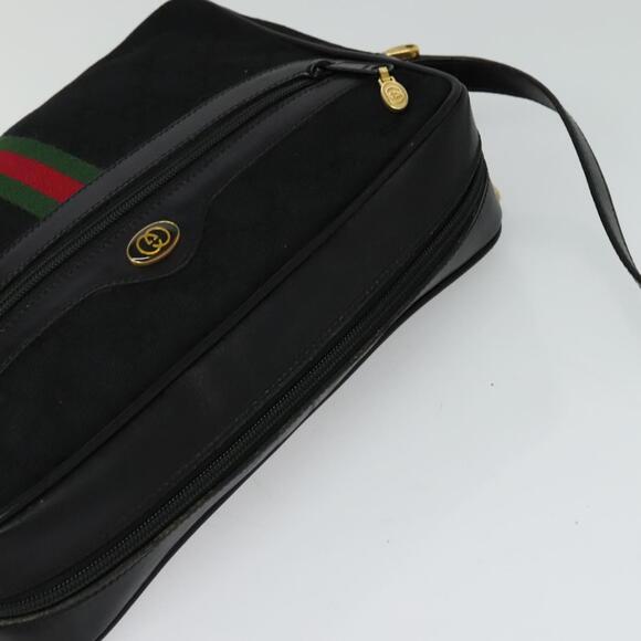 GUCCI GG Canvas Web Sherry Line Shoulder Bag Black Gold 37 0124071 - Picture 6 of 16